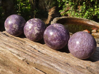 Polished Purple Lepidolite Spheres With Rubellite On Some  x 4 From Ambatondrazaka, Madagascar - Toprock Gemstones and Minerals 