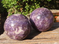 Polished Purple Lepidolite Spheres With Rubellite On Some  x 4 From Ambatondrazaka, Madagascar - Toprock Gemstones and Minerals 