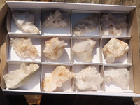 Natural Small White Quartz Clusters  x 12 From Madagascar