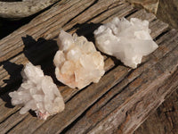 Natural Small White Quartz Clusters  x 12 From Madagascar