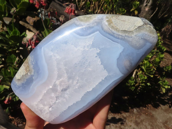 Polished Extra Large Blue Lace Agate Standing Free Form  x 1 From Nsanje, Malawi - Toprock Gemstones and Minerals 