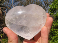 Polished Clear Rock Crystal Gemstone Hearts x 4 From Madagascar