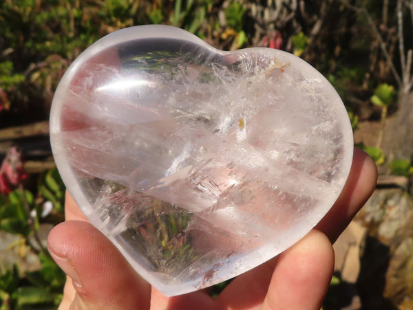 Polished Clear Rock Crystal Gemstone Hearts x 4 From Madagascar