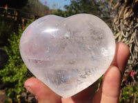 Polished Clear Rock Crystal Gemstone Hearts x 4 From Madagascar