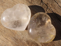 Polished Clear Rock Crystal Gemstone Hearts x 4 From Madagascar