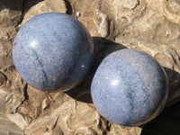 Polished Blue Lazulite Spheres  x 6 From Madagascar