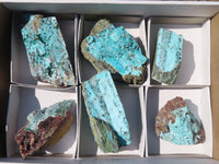 Natural Drusy Coated Chrysocolla & Malachite Dolomite Specimens x 6 From Congo