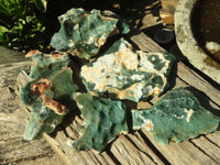 Natural Green Mtorolite / Chrome Chrysoprase Plates  x 5 From Zimbabwe - Toprock Gemstones and Minerals 