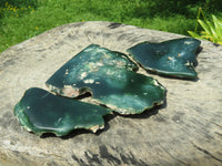 Natural Mtorolite Emerald Chrome Chrysoprase Plates x 3 From Mutorashanga, Zimbabwe - TopRock