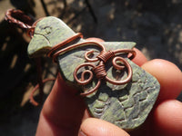 Polished Copper Wire Wrapped Ancient Eagle Pendants  x 6 From Zimbabwe