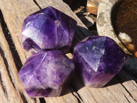 Polished Gemmy Chevron Amethyst Points  x 3 From Zambia - Toprock Gemstones and Minerals 