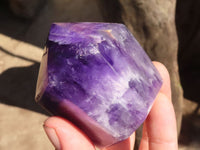 Polished Gemmy Chevron Amethyst Points  x 3 From Zambia - Toprock Gemstones and Minerals 