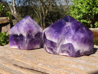 Polished Gemmy Chevron Amethyst Points  x 3 From Zambia - Toprock Gemstones and Minerals 