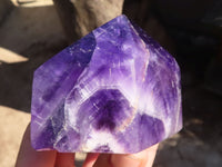 Polished Gemmy Chevron Amethyst Points  x 3 From Zambia - Toprock Gemstones and Minerals 