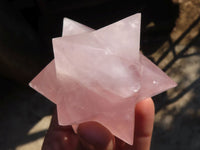 Polished Gemmy Rose Quartz Merkabah Stars x 3 From Madagascar