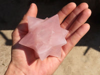 Polished Gemmy Rose Quartz Merkabah Stars x 3 From Madagascar