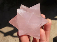 Polished Gemmy Rose Quartz Merkabah Stars x 3 From Madagascar