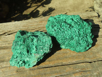 Natural Chatoyant Silky Malachite Specimens  x 2 From Kasompe, Congo