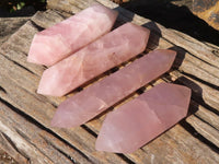 Polished Double Terminated Rose Quartz Points x 4 From Ambatondrazaka, Madagascar