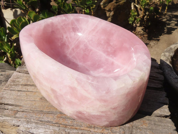 Polished Pink Rose Quartz Bowl x 1 From Ambatondrazaka, Madagascar