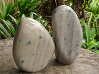 Polished Blue Spotted Spinel Quartz Standing Free Forms  x 2 From Madagascar - TopRock