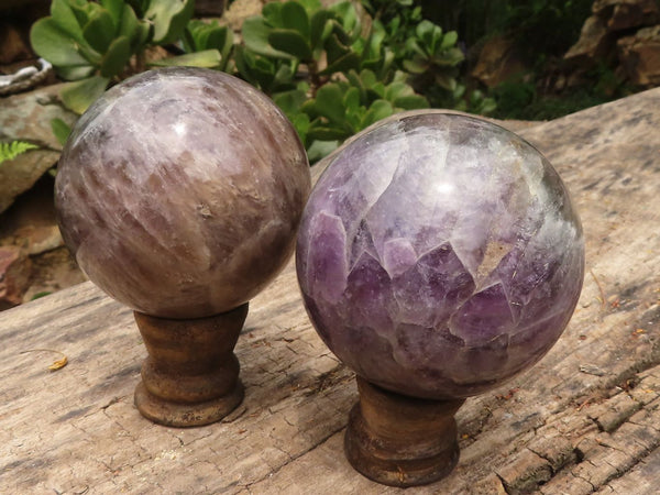 Polished Smokey Amethyst Spheres  x 2 From Madagascar - TopRock