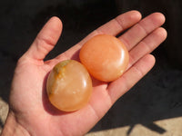 Polished Orange Twist Calcite Galets / Palm Stones x 12 From Maevantanana, Madagascar