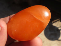 Polished Orange Twist Calcite Galets / Palm Stones x 12 From Maevantanana, Madagascar