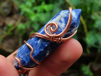 Polished Sodalite Double Terminated Jewellery Crystal Set In Copper Art Wire Wrap With Thong x 1 From Namibia - TopRock