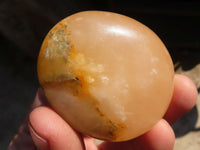 Polished Orange Twist Calcite Galets / Palm Stones x 12 From Maevantanana, Madagascar