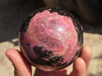 Polished Rhodonite Spheres x 2 From Ambindavato, Madagascar