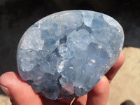 Polished Blue Celestite Egg Geodes  x 3 From Sakoany, Madagascar