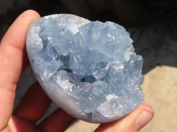 Polished Blue Celestite Egg Geodes  x 3 From Sakoany, Madagascar