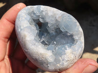 Polished Blue Celestite Egg Geodes  x 3 From Sakoany, Madagascar