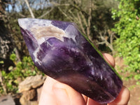 Polished Dark Chevron Amethyst Points  x 6 From Zambia - Toprock Gemstones and Minerals 