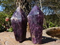 Polished Dark Chevron Amethyst Points  x 6 From Zambia - Toprock Gemstones and Minerals 