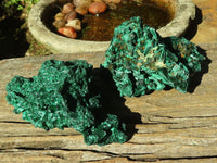 Natural Chatoyant Silky Malachite Specimens  x 2 From Congo - Toprock Gemstones and Minerals 