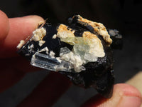 Natural Schorl Black Tourmaline Specimens With Hyalite On Some x 20 From Erongo, Namibia