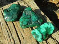 Polished Malachite Free Forms x 3 From Kolwezi, Congo