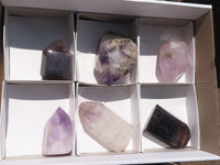 Polished Selection Of Window Amethyst / Smokey Amethyst Crystals  x 6 From Ankazobe, Madagascar - TopRock