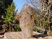 Polished Large Smokey Window Sceptre Quartz Crystal x 1 From Ankazobe, Madagascar