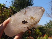 Polished Large Smokey Window Sceptre Quartz Crystal x 1 From Ankazobe, Madagascar