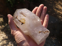 Polished Large Smokey Window Sceptre Quartz Crystal x 1 From Ankazobe, Madagascar