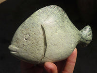 Polished Hand Carved Leopard stone Fish Carvings  x 3 From Madagascar