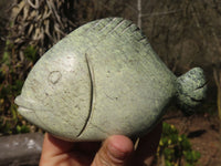 Polished Hand Carved Leopard stone Fish Carvings  x 3 From Madagascar