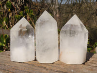 Polished Clear Quartz Points x 3 From Madagascar