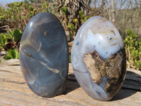 Polished Banded Agate Standing Free Forms  x 4 From West Coast, Madagascar