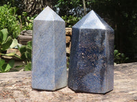 Polished Blue Lazulite Points  x 2 From Madagascar - TopRock