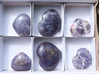 Polished Purple Lepidolite Hearts  x 6 From Madagascar - TopRock