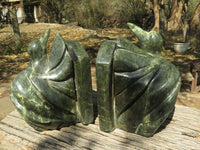 Polished Large Leopard stone Bird Book End Carvings  x 2 From Zimbabwe - TopRock